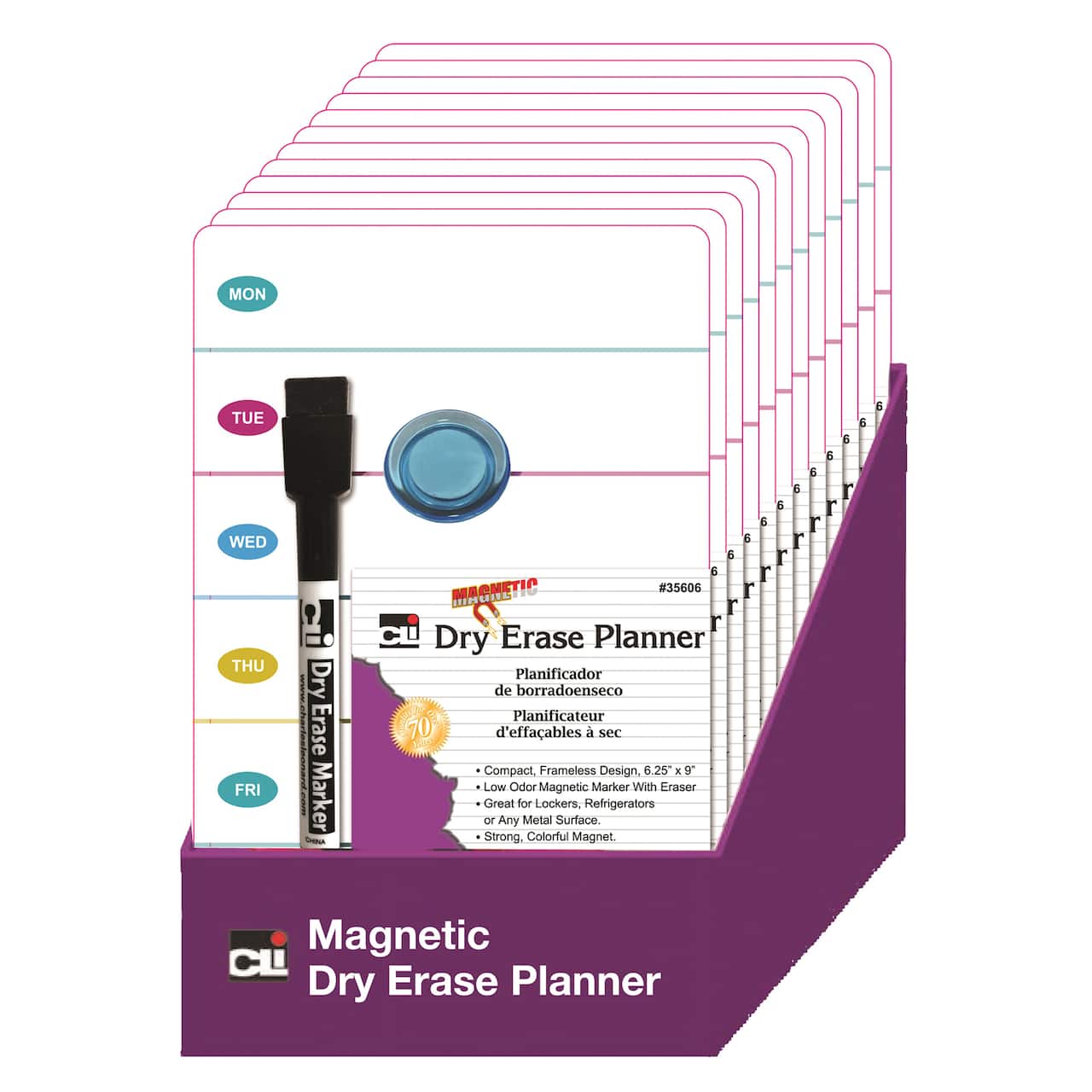 Charles Leonard 6.25" x 9" Magnetic Dry Erase Planner, 12ct.